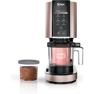 Ninja NC301 CREAMi Ice Cream Maker, for Gelato, Mix-ins, Milkshakes, Sorbet, Smoothie Bowls & More, 7 One-Touch Programs, with (2) Pint Containers & Lids, Compact Size, Perfect for Kids, Rose Gold(Rose Gold)