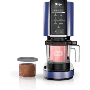 Ninja NC301 CREAMi Ice Cream Maker, for Gelato, Mix-ins, Milkshakes, Sorbet, Smoothie Bowls & More, 7 One-Touch Programs, with (2) Pint Containers & Lids, Compact Size, Perfect for Kids, Rose Gold(Blue)