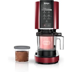 Ninja NC301 CREAMi Ice Cream Maker, for Gelato, Mix-ins, Milkshakes, Sorbet, Smoothie Bowls & More, 7 One-Touch Programs, with (2) Pint Containers & Lids, Compact Size, Perfect for Kids, Rose Gold(Red)