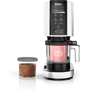 Ninja NC301 CREAMi Ice Cream Maker, for Gelato, Mix-ins, Milkshakes, Sorbet, Smoothie Bowls & More, 7 One-Touch Programs, with (2) Pint Containers & Lids, Compact Size, Perfect for Kids, Rose Gold(White)