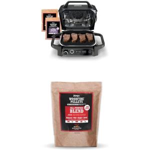 Ninja OG751 Woodfire Pro Outdoor Grill with Built-In Thermometer, 7-in-1 Master Grill, BBQ Smoker&Outdoor Air Fryer plus Bake,Roast, Dehydrate,&Broil,Woodfire Technology,with All Purpose Blend Pellets(2lb All-Purpose + Sample Pellets)