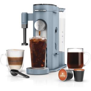 Ninja Pods & Grounds Specialty Single-Serve Coffee Maker, K-Cup Pod Compatible, Built-In Milk Frother, 6-oz. Cup to 24-oz. Travel Mug Sizes, Iced Coffee Maker, Glacier Blue, PB051GB(XL Blue)