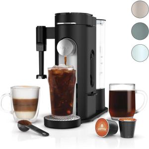 Ninja Pods & Grounds Specialty Single-Serve Coffee Maker, K-Cup Pod Compatible, Built-In Milk Frother, 6-oz. Cup to 24-oz. Travel Mug Sizes, Iced Coffee Maker, Glacier Blue, PB051GB(Standard Black)