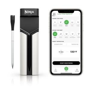 Ninja ProChef™ Indoor & Outdoor Wireless Meat Thermometer for Grill, Oven, Smoking, Roasting, Air Frying, Flame Resistant Long Battery Life Bluetooth, Waterproof, WP100C (Canadian Version)