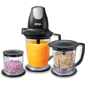 Ninja QB1004 Blender/Food Processor with 450-Watt Base, 48oz Pitcher, 16oz Chopper Bowl, and 40oz Processor Bowl for Shakes, Smoothies, and Meal Prep,Black(Black)