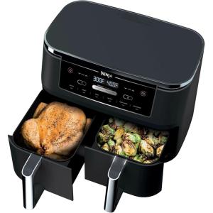 Ninja R-AD300CO Foodi 6-in-1 10-qt. XL 2-Basket Air Fryer with DualZone Technology, Black (Renewed)