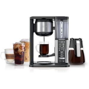 Ninja Specialty Coffee Maker, Hot & Iced Coffee, 6 Brew Styles, 8 Sizes, Small Cup to Travel Mug, 10-Cup Carafe, Fold-Away Frother, Permanent Filter, Removable Reservoir, Black, CM401(10 Cup)