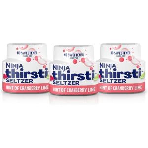 Ninja Thirsti Flavored Water Drops , SELTZER Raspberry, Crisp and Refreshing Sparkling Water, Zero Calories, Zero Sugar, Zero Sweeteners, Makes 20, 12oz drinks, 3 Pack, WCFRASPAM(Cranberry Lime)