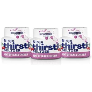 Ninja Thirsti Flavored Water Drops , SELTZER Raspberry, Crisp and Refreshing Sparkling Water, Zero Calories, Zero Sugar, Zero Sweeteners, Makes 20, 12oz drinks, 3 Pack, WCFRASPAM(Black Cherry)