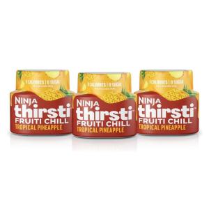 Ninja Thirsti Flavored Water Drops, FRUITI CHILL Orange, Bold Fruit Flavor, Sparkling or Still, Zero Calories, Zero Sugar, Makes 17, 12oz drinks, 3 Pack, WCFOTNGAM(Tropical Pineapple)
