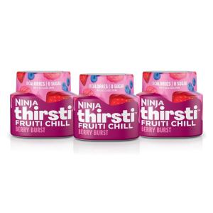 Ninja Thirsti Flavored Water Drops, FRUITI CHILL Orange, Bold Fruit Flavor, Sparkling or Still, Zero Calories, Zero Sugar, Makes 17, 12oz drinks, 3 Pack, WCFOTNGAM(Berry Burst)