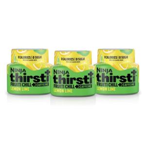 Ninja Thirsti Flavored Water Drops, FRUITI CHILL+ Wild Berry, Bold Fruit Flavor with Caffeine, Sparkling or Still, Zero Calories, Zero Sugar, Makes 17, 12oz drinks, 3 Pack, WCFWDBRAM(Lemon Lime)