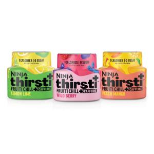 Ninja Thirsti Flavored Water Drops, FRUITI CHILL+ Wild Berry, Bold Fruit Flavor with Caffeine, Sparkling or Still, Zero Calories, Zero Sugar, Makes 17, 12oz drinks, 3 Pack, WCFWDBRAM(Fruiti Chill+ Variety Pack)