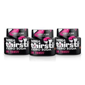 Ninja Thirsti Flavored Water Drops, ZERO SODA Dr. Thirsti, Classic Soda Flavors, Sparkling or Still, Zero Calories, Zero Sugar, Makes 17, 12oz drinks, 3 Pack, WCFDRPPAM(Dr. Thirsti)