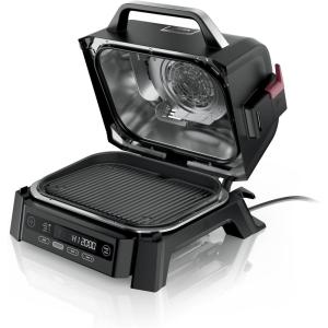 Ninja Woodfire Outdoor Grill & Smoker, 4-in-1 Functionality, Grill, Smoke, Bake, Roast, Authentic Woodfire Flavors, Electric Heat, OG301(4-in-1 Grill + Smoker)