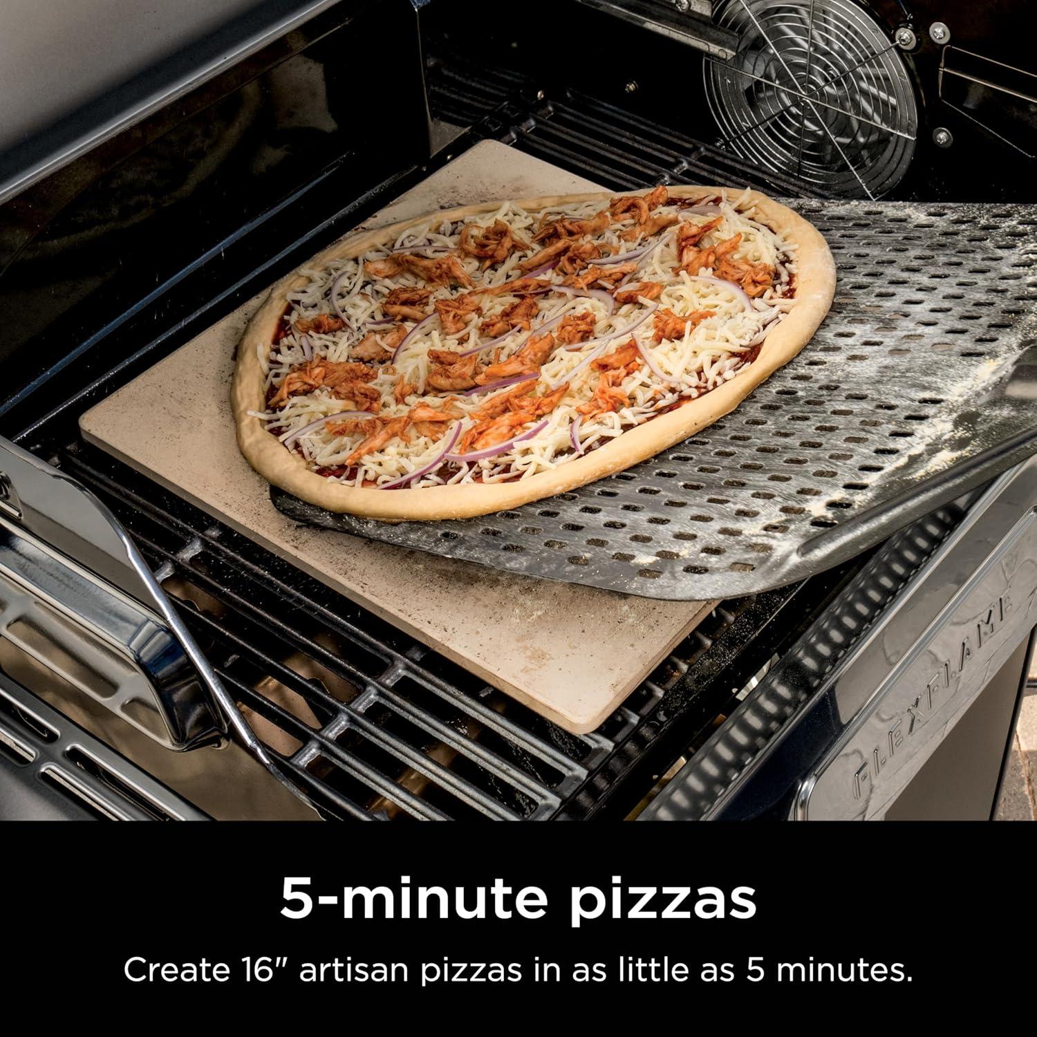 imageNinja FlexFlame Upgrades 16 Artisan Pizza Stone Durable Cordierite Stone 5Minute Pizzas Homemade Artisan Pizza Bread Calzones ampamp More HeatSafe up to 600F XL Surface XSKPGPIZASTN