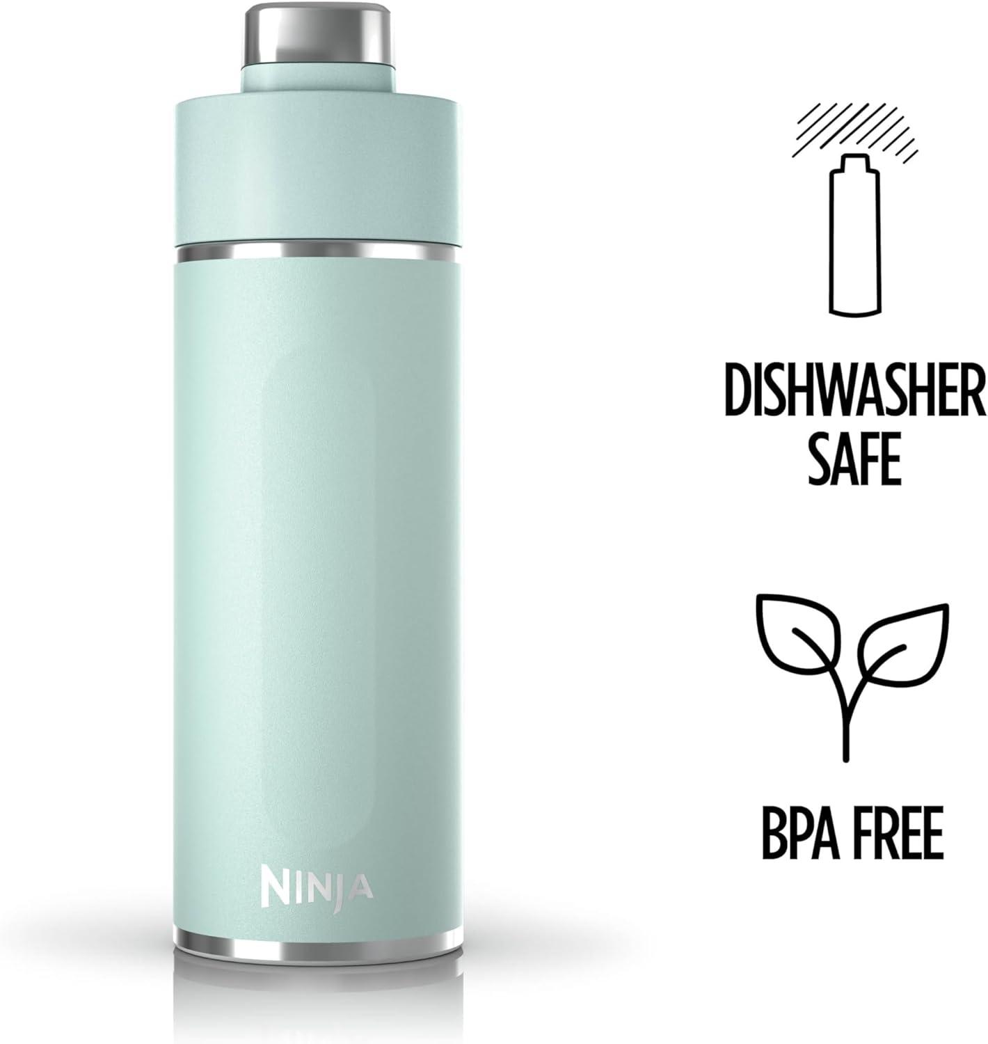 imageNinja Thirsti 18oz Travel Water Bottle For Carbonated Sparkling Drinks Colder and Fizzier Longer Leak Proof 24 Hrs Cold Dishwasher Safe Stainless Steel Insulated Tumbler Cloud White DW1801WHMint