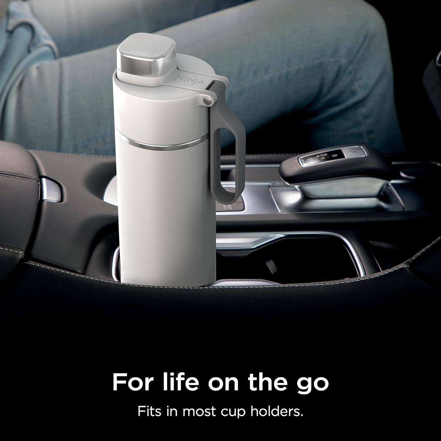 imageNinja Thirsti 18oz Travel Water Bottle For Carbonated Sparkling Drinks Colder and Fizzier Longer Leak Proof 24 Hrs Cold Dishwasher Safe Stainless Steel Insulated Tumbler Cloud White DW1801WHWhite