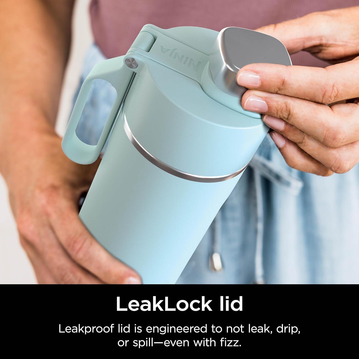 imageNinja Thirsti 18oz Travel Water Bottle For Carbonated Sparkling Drinks Colder and Fizzier Longer Leak Proof 24 Hrs Cold Dishwasher Safe Stainless Steel Insulated Tumbler Cloud White DW1801WHMint