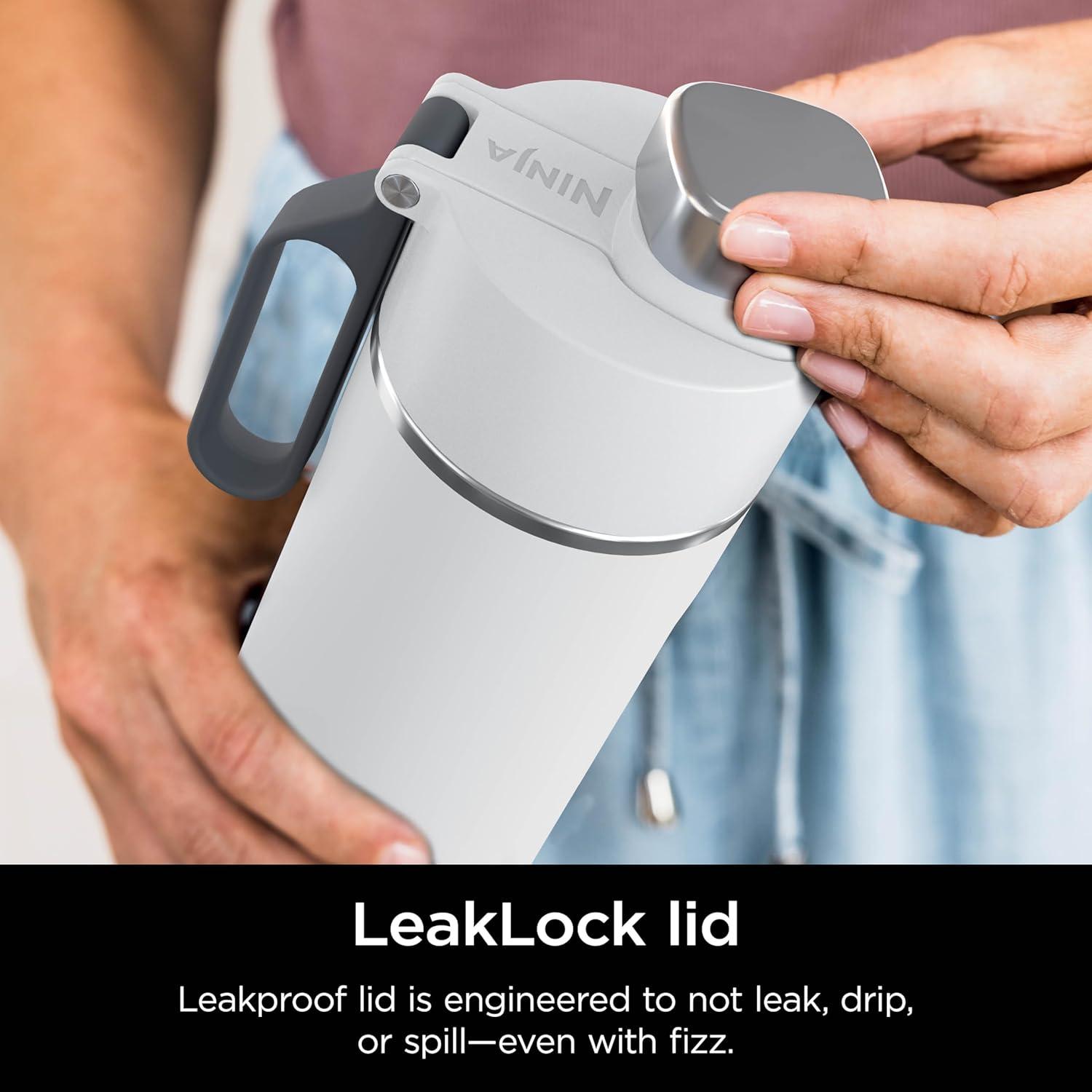 imageNinja Thirsti 18oz Travel Water Bottle For Carbonated Sparkling Drinks Colder and Fizzier Longer Leak Proof 24 Hrs Cold Dishwasher Safe Stainless Steel Insulated Tumbler Cloud White DW1801WHWhite