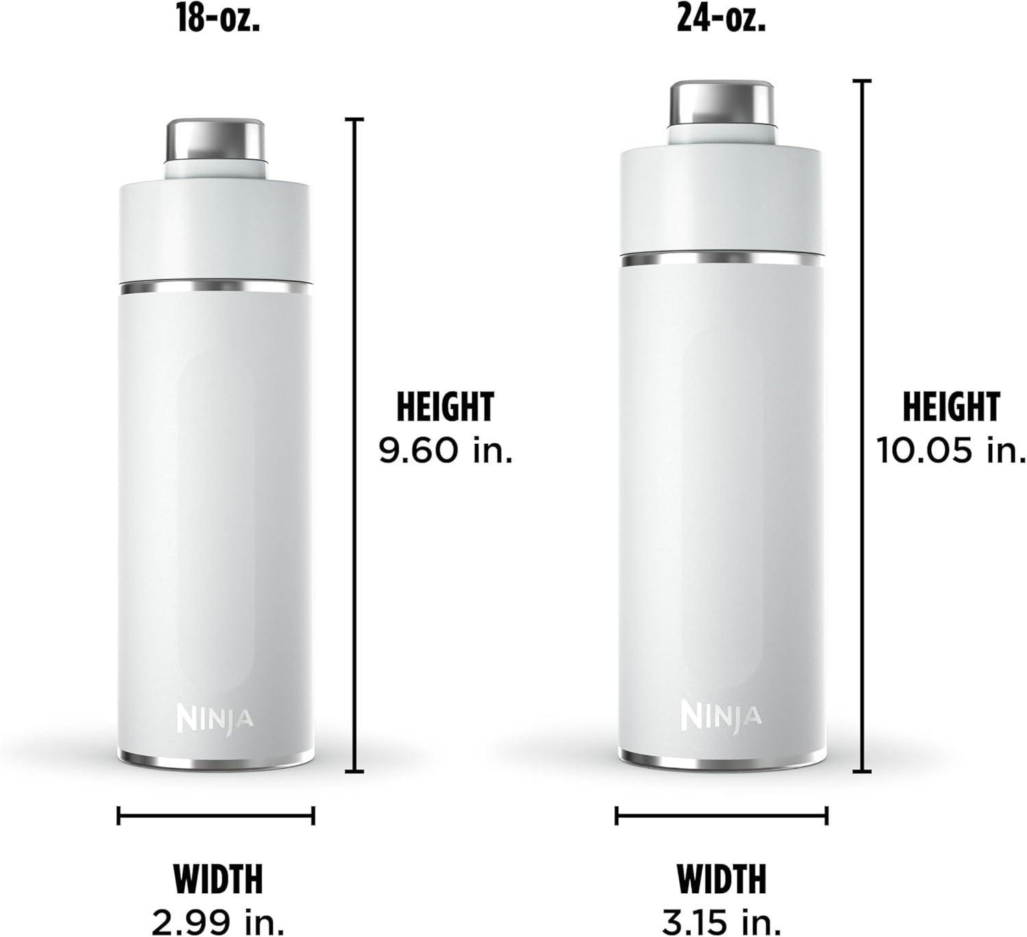 imageNinja Thirsti 18oz Travel Water Bottle For Carbonated Sparkling Drinks Colder and Fizzier Longer Leak Proof 24 Hrs Cold Dishwasher Safe Stainless Steel Insulated Tumbler Cloud White DW1801WHWhite