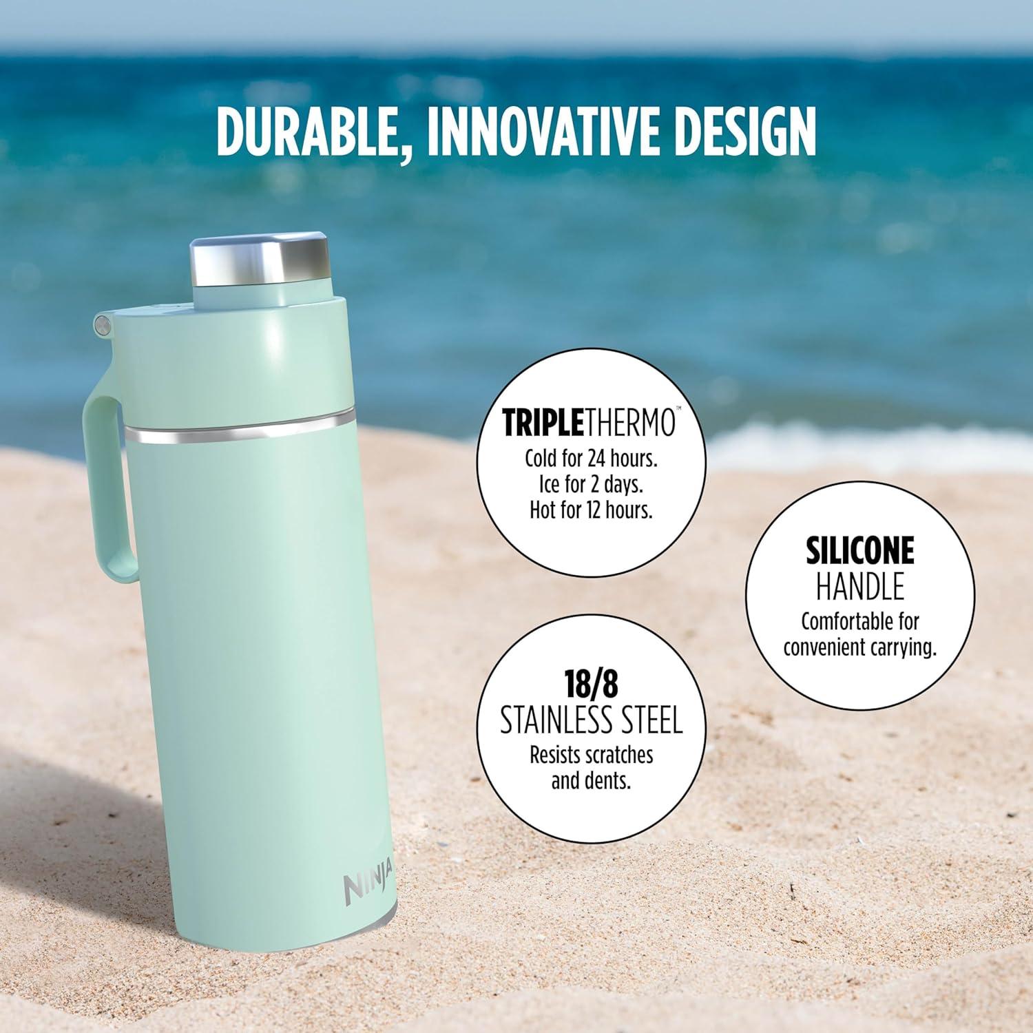 imageNinja Thirsti 18oz Travel Water Bottle For Carbonated Sparkling Drinks Colder and Fizzier Longer Leak Proof 24 Hrs Cold Dishwasher Safe Stainless Steel Insulated Tumbler Cloud White DW1801WHMint