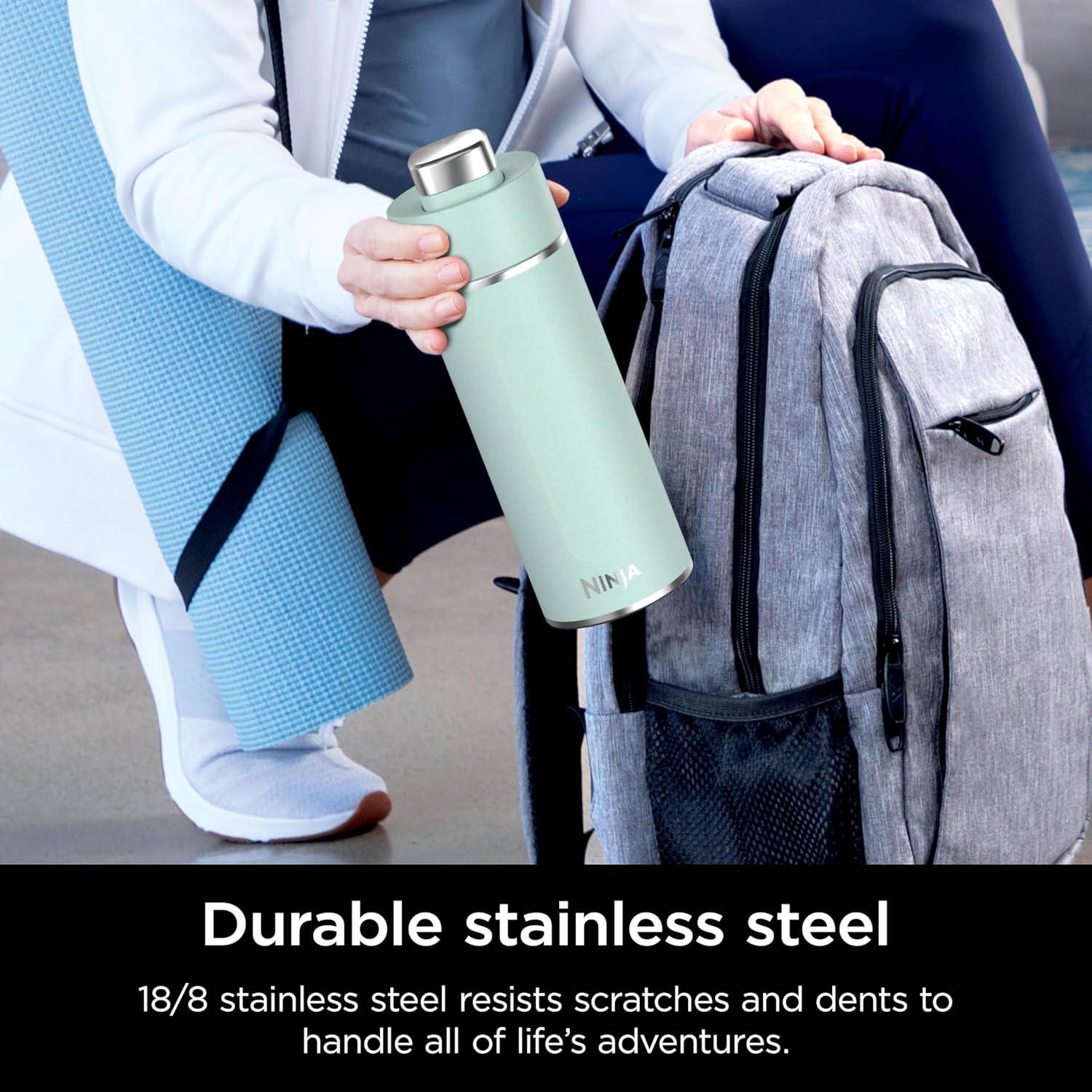 imageNinja Thirsti 18oz Travel Water Bottle For Carbonated Sparkling Drinks Colder and Fizzier Longer Leak Proof 24 Hrs Cold Dishwasher Safe Stainless Steel Insulated Tumbler Cloud White DW1801WHMint