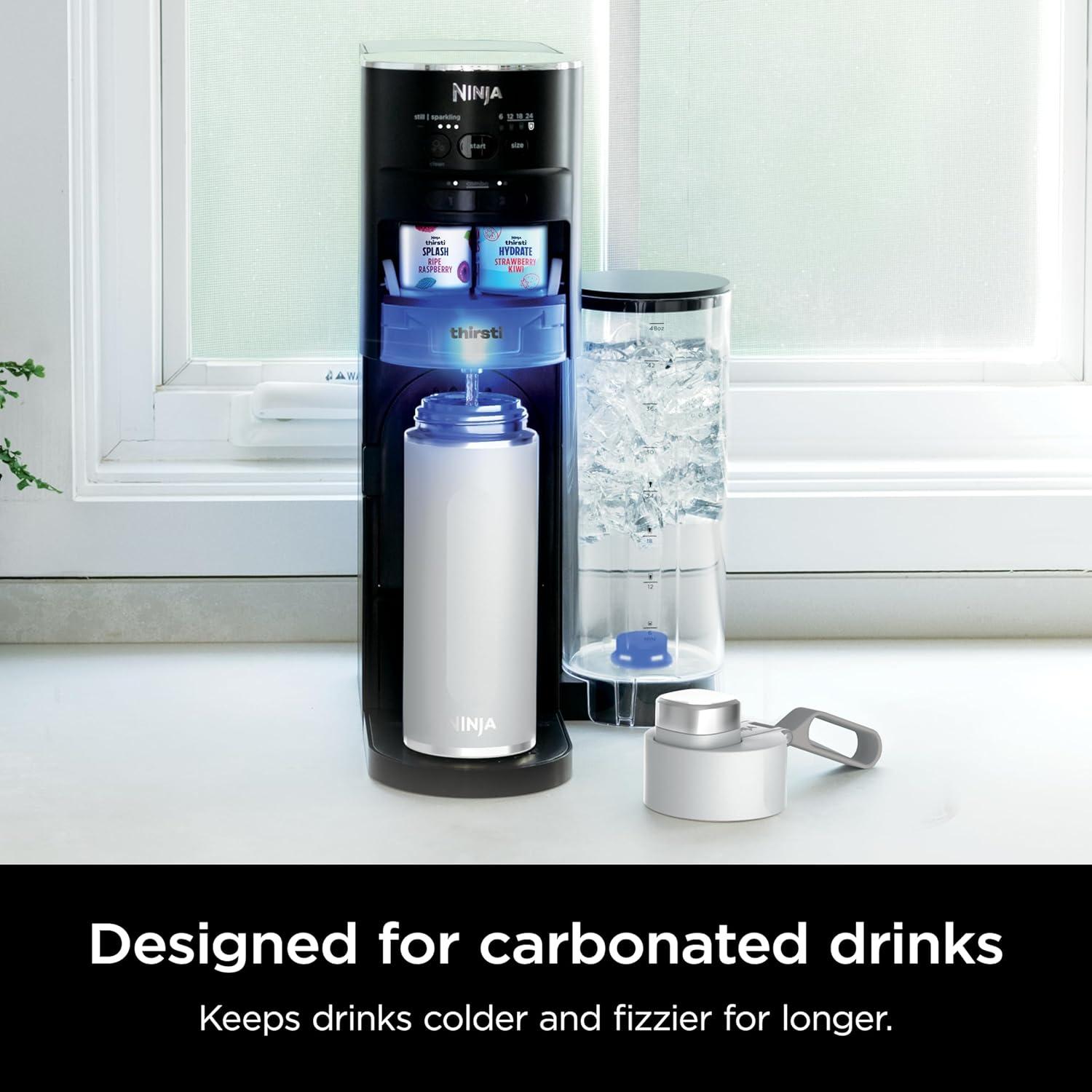 imageNinja Thirsti 18oz Travel Water Bottle For Carbonated Sparkling Drinks Colder and Fizzier Longer Leak Proof 24 Hrs Cold Dishwasher Safe Stainless Steel Insulated Tumbler Cloud White DW1801WHWhite