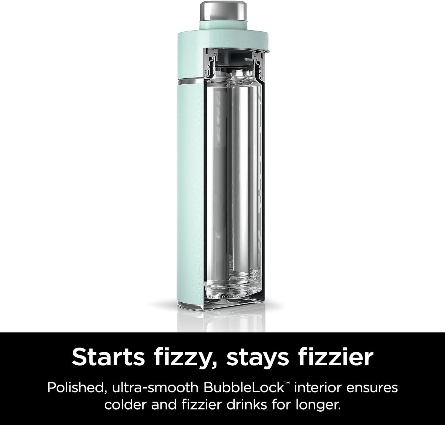 imageNinja Thirsti 18oz Travel Water Bottle For Carbonated Sparkling Drinks Colder and Fizzier Longer Leak Proof 24 Hrs Cold Dishwasher Safe Stainless Steel Insulated Tumbler Cloud White DW1801WHMint