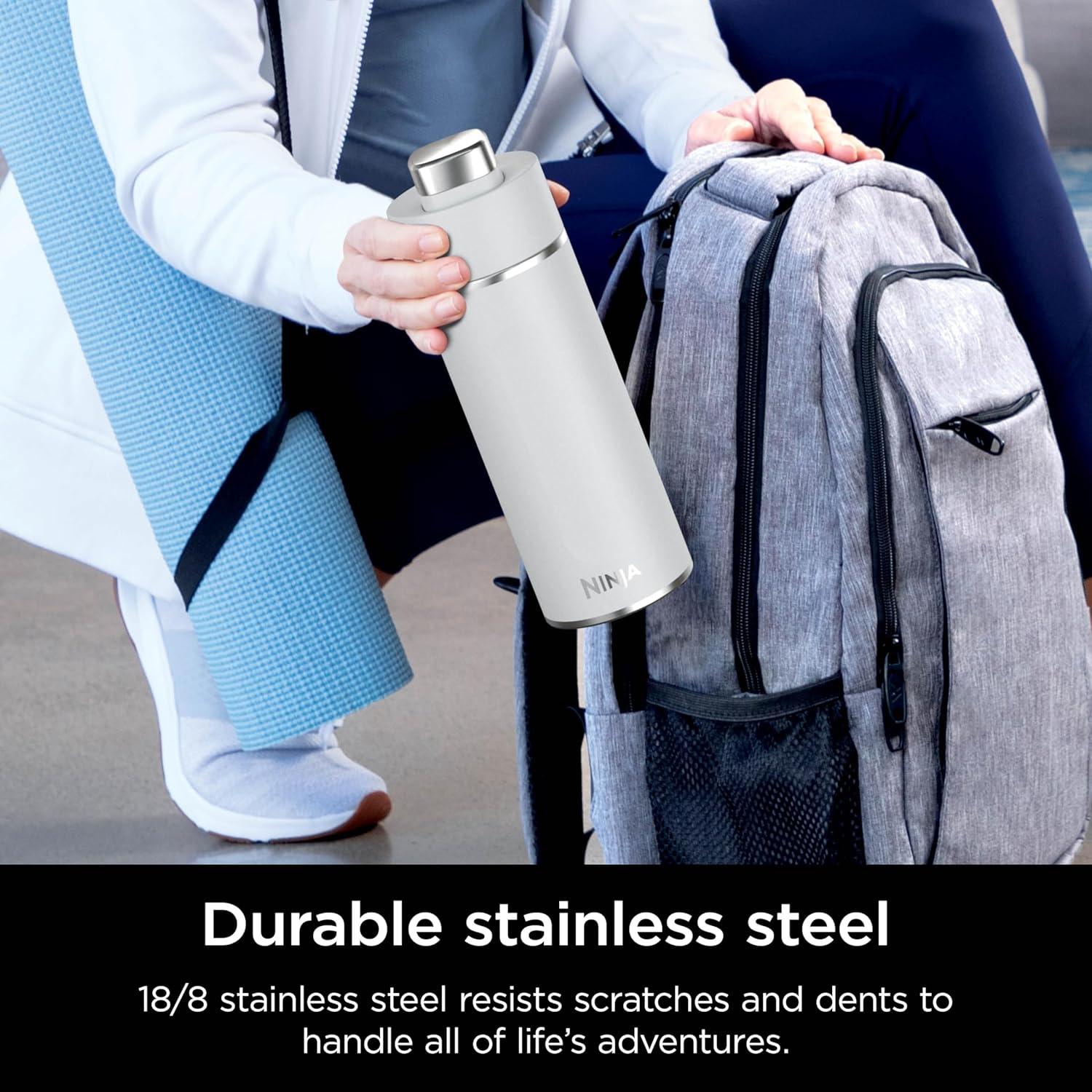 imageNinja Thirsti 18oz Travel Water Bottle For Carbonated Sparkling Drinks Colder and Fizzier Longer Leak Proof 24 Hrs Cold Dishwasher Safe Stainless Steel Insulated Tumbler Cloud White DW1801WHWhite