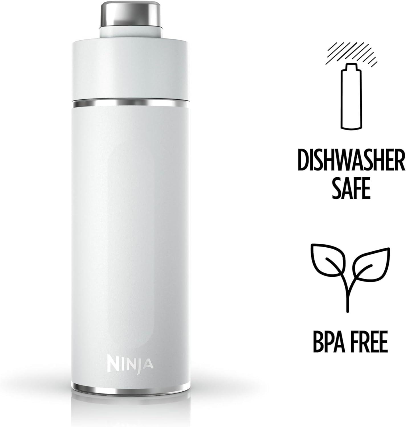 imageNinja Thirsti 18oz Travel Water Bottle For Carbonated Sparkling Drinks Colder and Fizzier Longer Leak Proof 24 Hrs Cold Dishwasher Safe Stainless Steel Insulated Tumbler Cloud White DW1801WHWhite