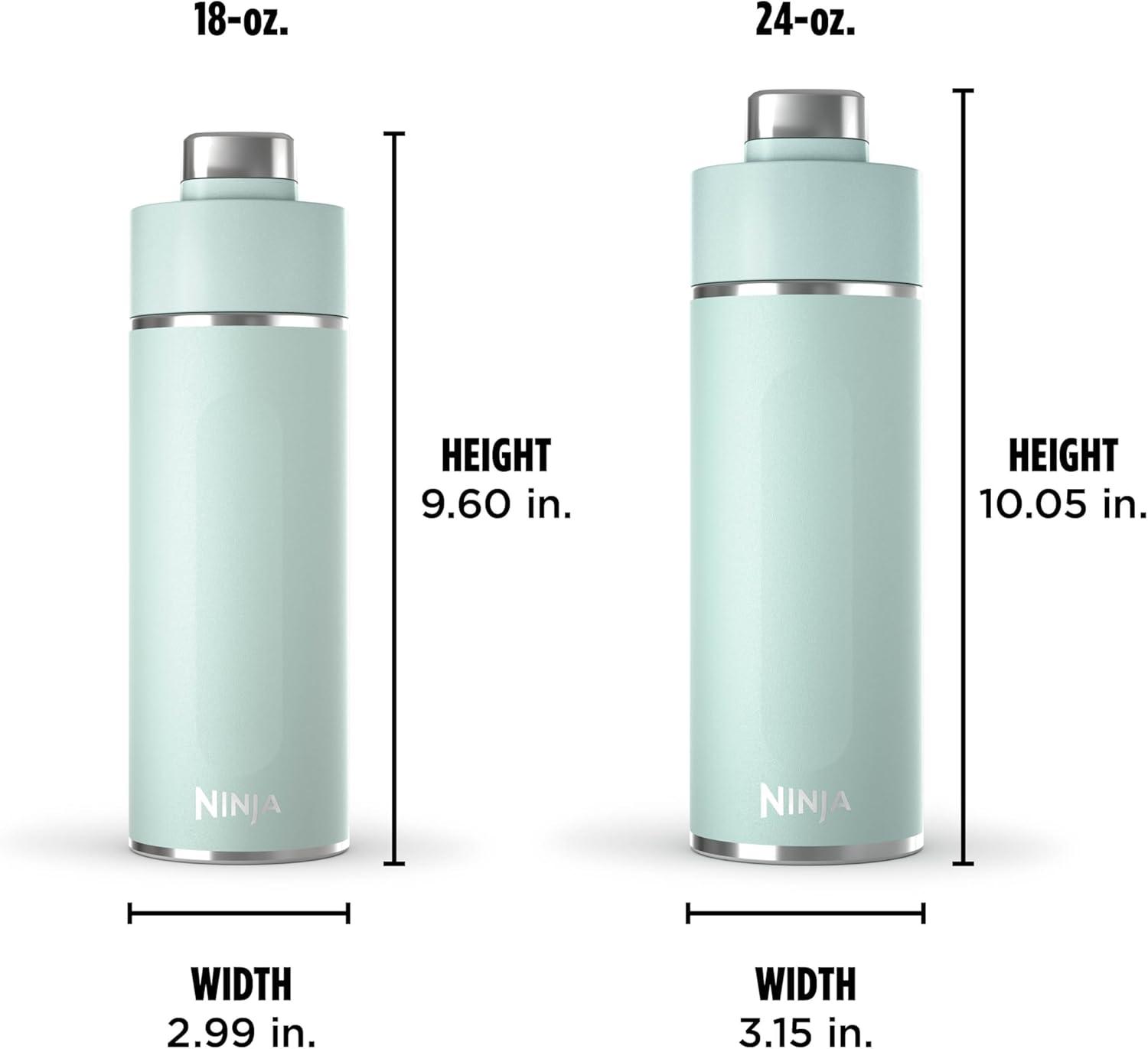imageNinja Thirsti 18oz Travel Water Bottle For Carbonated Sparkling Drinks Colder and Fizzier Longer Leak Proof 24 Hrs Cold Dishwasher Safe Stainless Steel Insulated Tumbler Cloud White DW1801WHMint