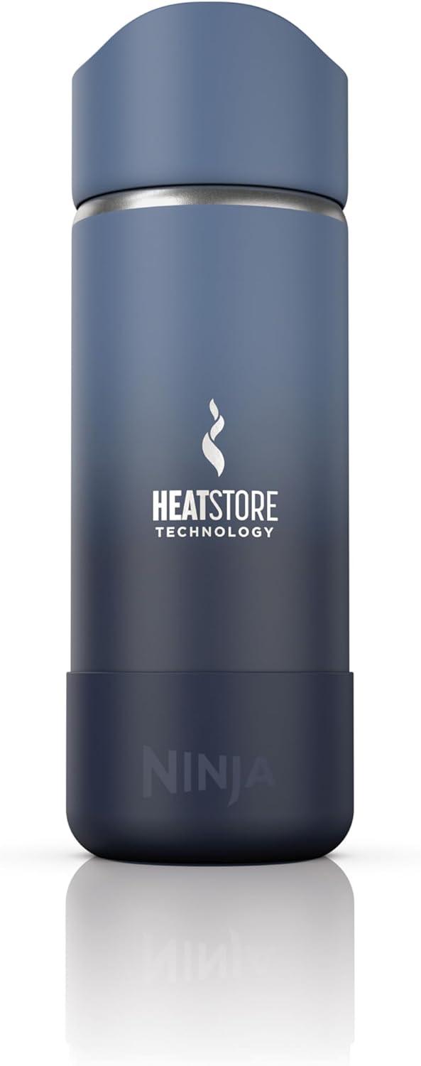 imageNinja Travel Mug Sip Perfect 16oz Brings Hot Drinks to Sippable Temperature in Minutes Stainless Steel Leak Proof Dishwasher Safe Metal Insulated Tumbler Onyx Black DW1603BKNavy