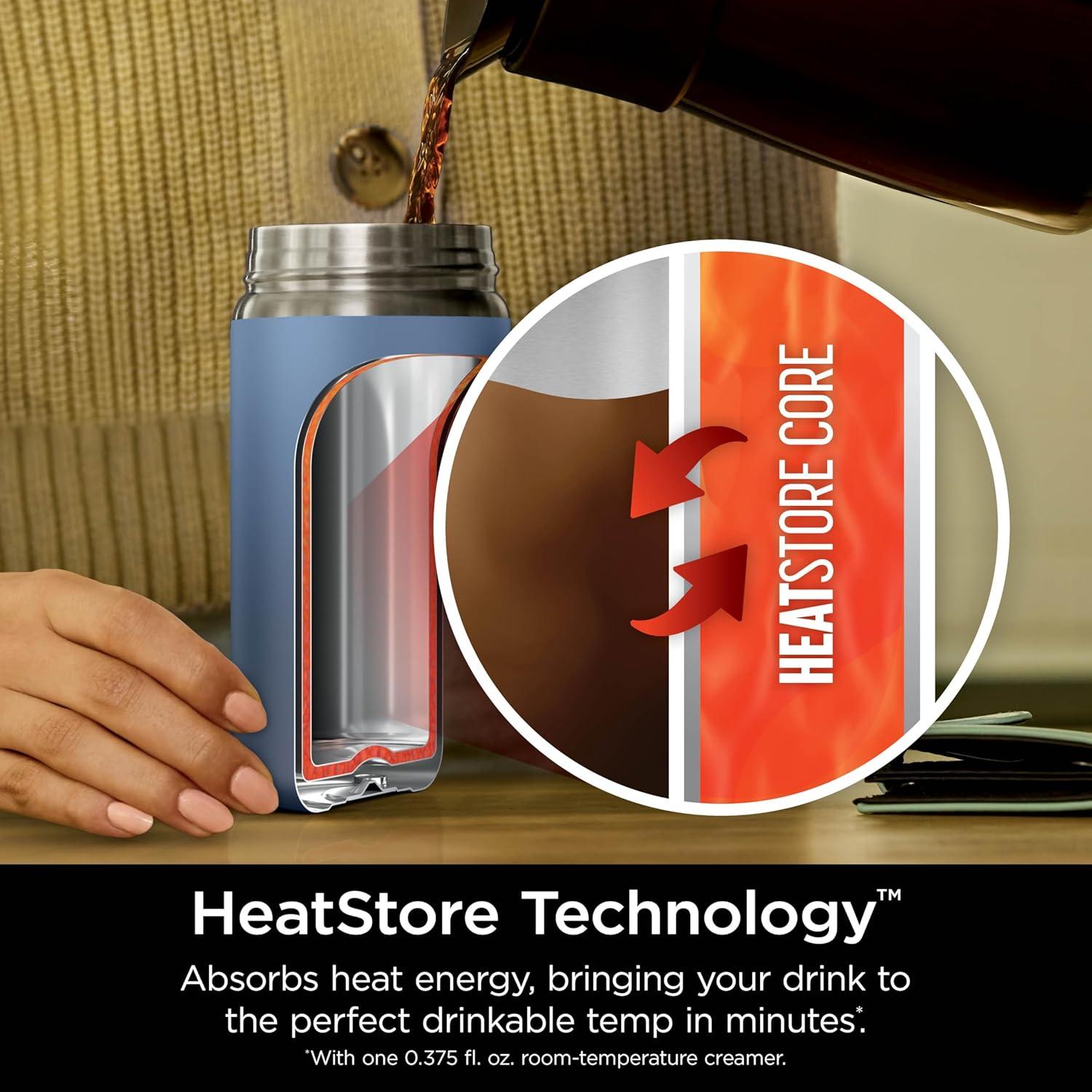 imageNinja Travel Mug Sip Perfect 16oz Brings Hot Drinks to Sippable Temperature in Minutes Stainless Steel Leak Proof Dishwasher Safe Metal Insulated Tumbler Onyx Black DW1603BKNavy