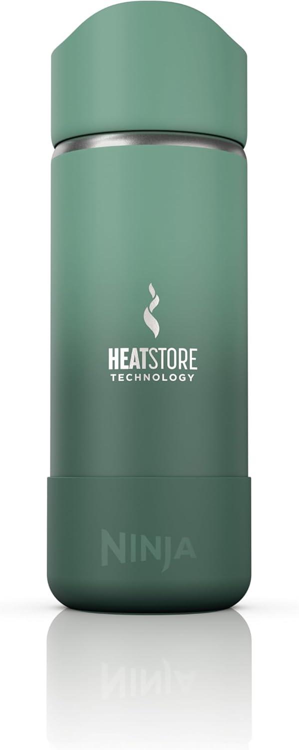 imageNinja Travel Mug Sip Perfect 16oz Brings Hot Drinks to Sippable Temperature in Minutes Stainless Steel Leak Proof Dishwasher Safe Metal Insulated Tumbler Onyx Black DW1603BKGreen