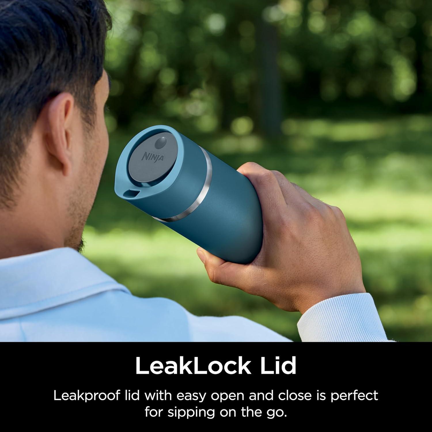 imageNinja Travel Mug Sip Perfect 16oz Brings Hot Drinks to Sippable Temperature in Minutes Stainless Steel Leak Proof Dishwasher Safe Metal Insulated Tumbler Onyx Black DW1603BKOcean Blue