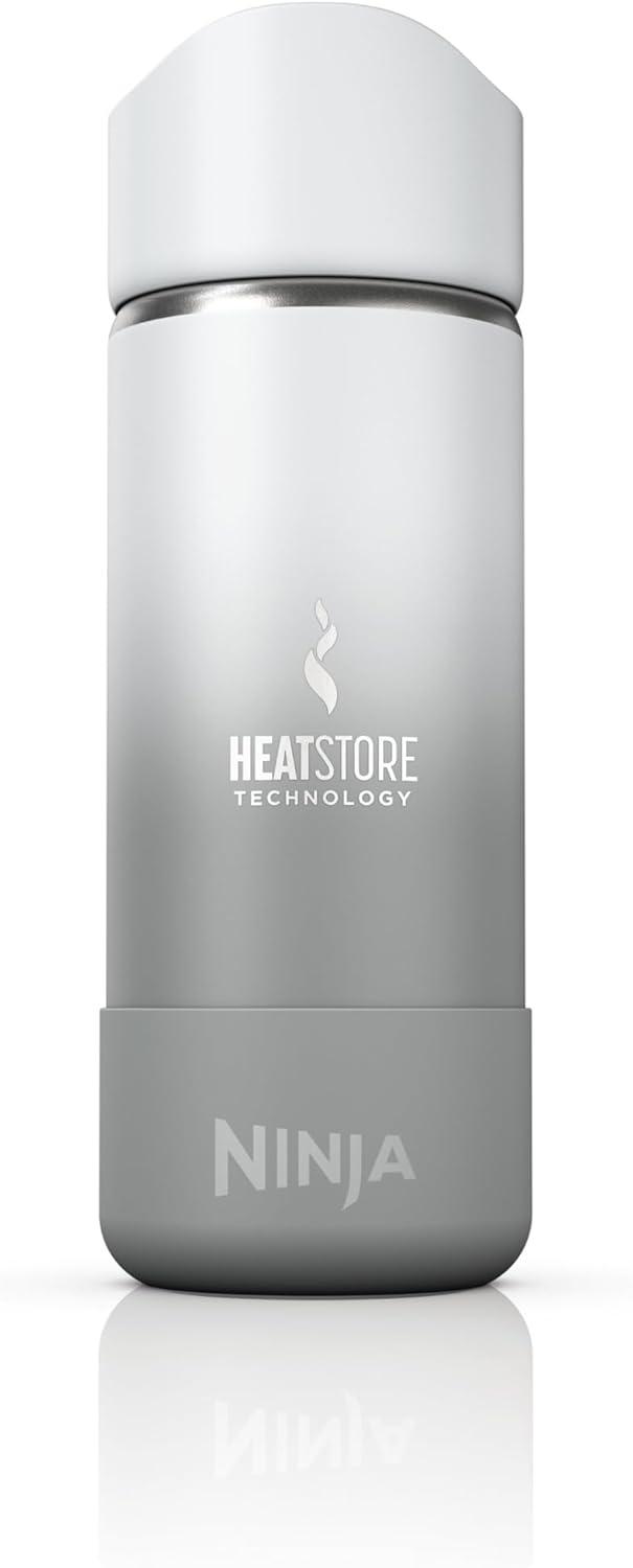 imageNinja Travel Mug Sip Perfect 16oz Brings Hot Drinks to Sippable Temperature in Minutes Stainless Steel Leak Proof Dishwasher Safe Metal Insulated Tumbler Onyx Black DW1603BKWhite