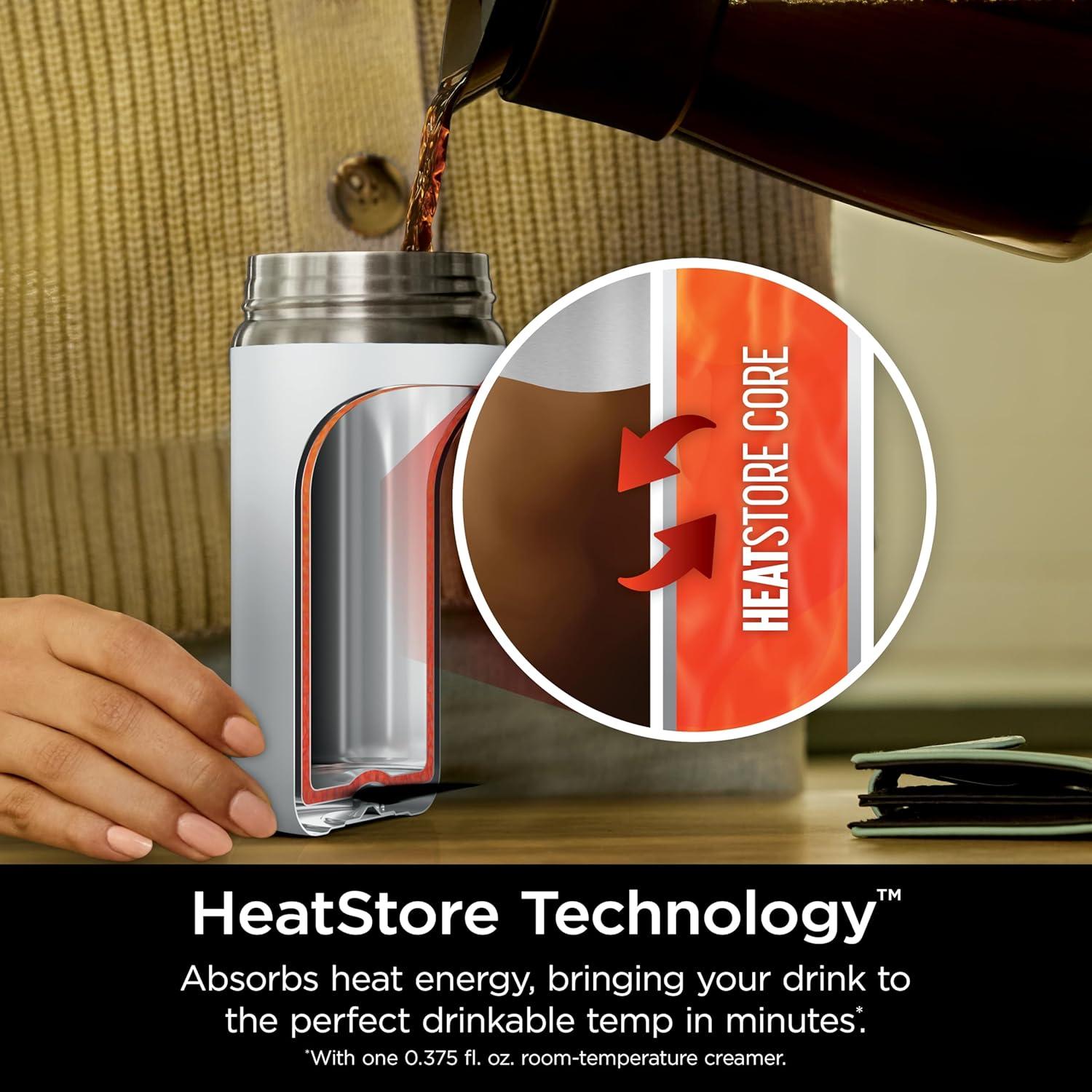 imageNinja Travel Mug Sip Perfect 16oz Brings Hot Drinks to Sippable Temperature in Minutes Stainless Steel Leak Proof Dishwasher Safe Metal Insulated Tumbler Onyx Black DW1603BKWhite