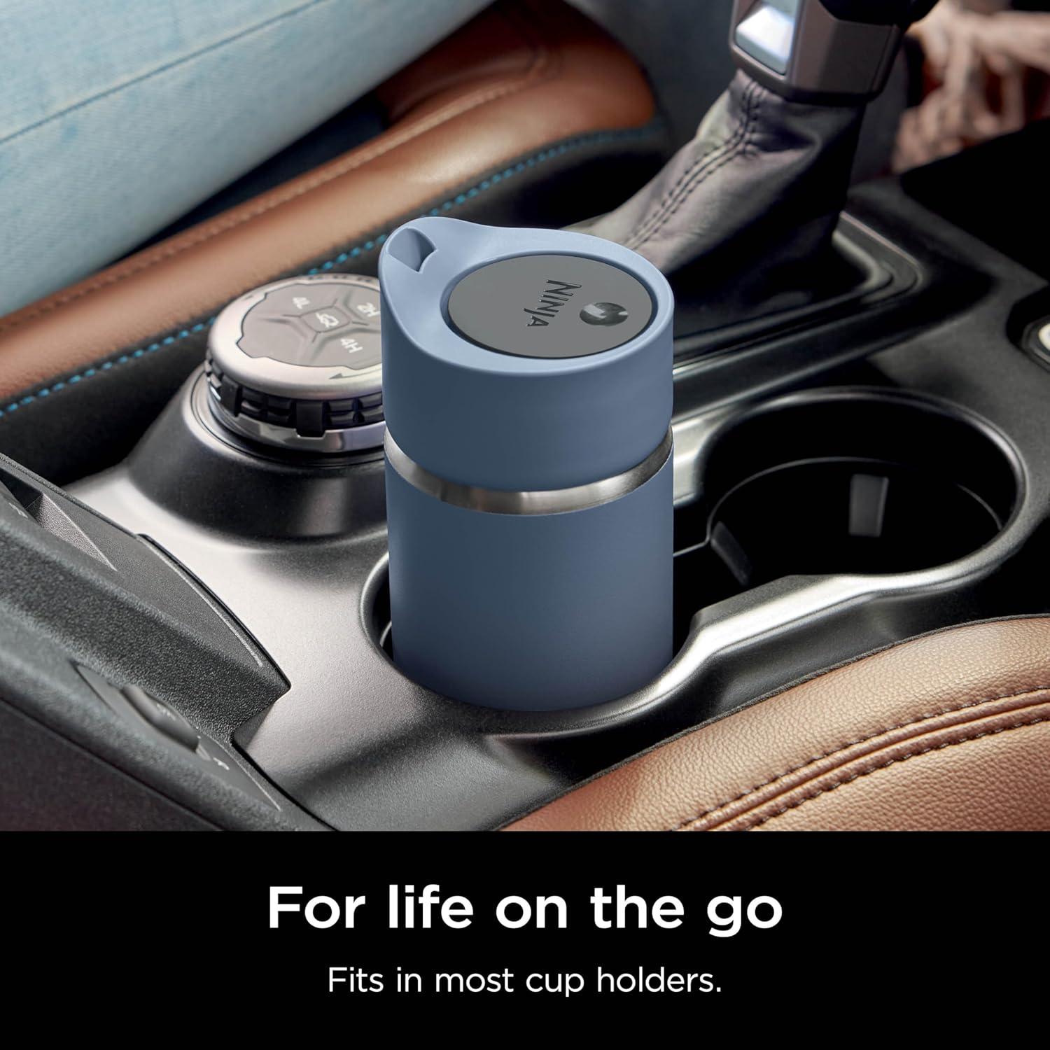 imageNinja Travel Mug Sip Perfect 16oz Brings Hot Drinks to Sippable Temperature in Minutes Stainless Steel Leak Proof Dishwasher Safe Metal Insulated Tumbler Onyx Black DW1603BKNavy