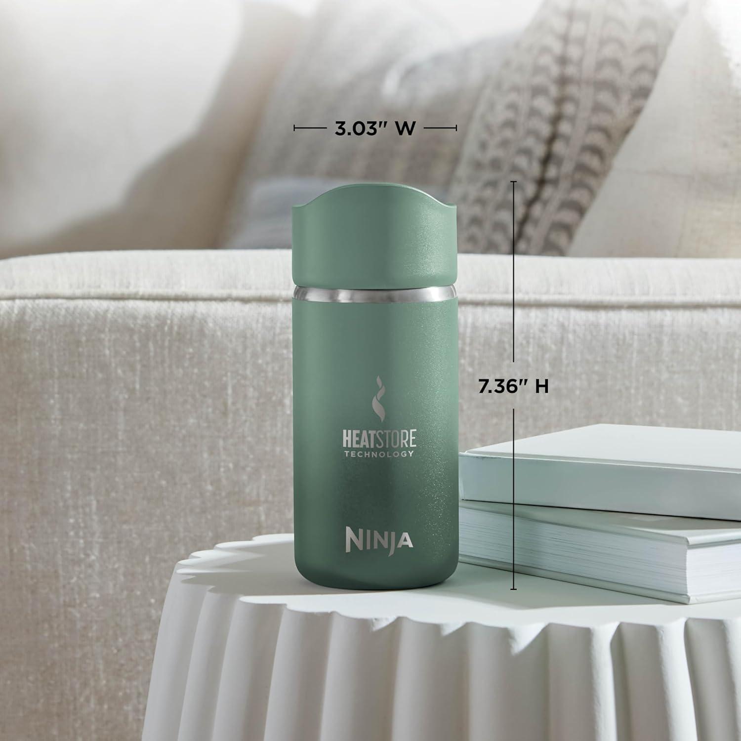 imageNinja Travel Mug Sip Perfect 16oz Brings Hot Drinks to Sippable Temperature in Minutes Stainless Steel Leak Proof Dishwasher Safe Metal Insulated Tumbler Onyx Black DW1603BKGreen