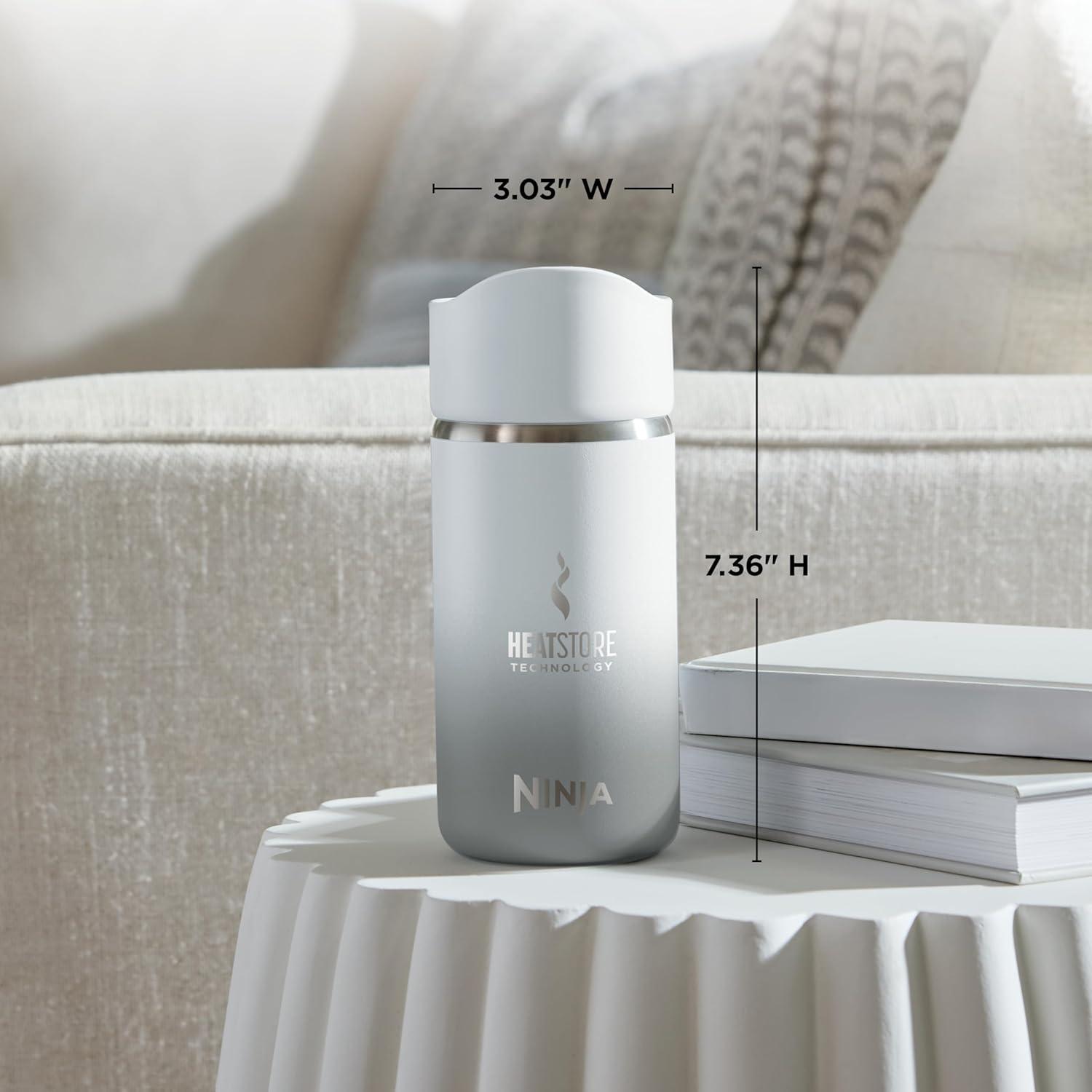 imageNinja Travel Mug Sip Perfect 16oz Brings Hot Drinks to Sippable Temperature in Minutes Stainless Steel Leak Proof Dishwasher Safe Metal Insulated Tumbler Onyx Black DW1603BKWhite