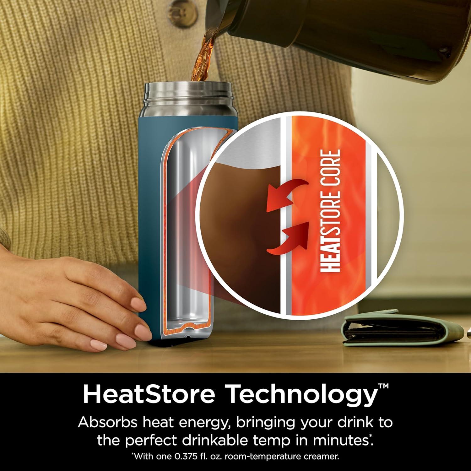 imageNinja Travel Mug Sip Perfect 16oz Brings Hot Drinks to Sippable Temperature in Minutes Stainless Steel Leak Proof Dishwasher Safe Metal Insulated Tumbler Onyx Black DW1603BKOcean Blue