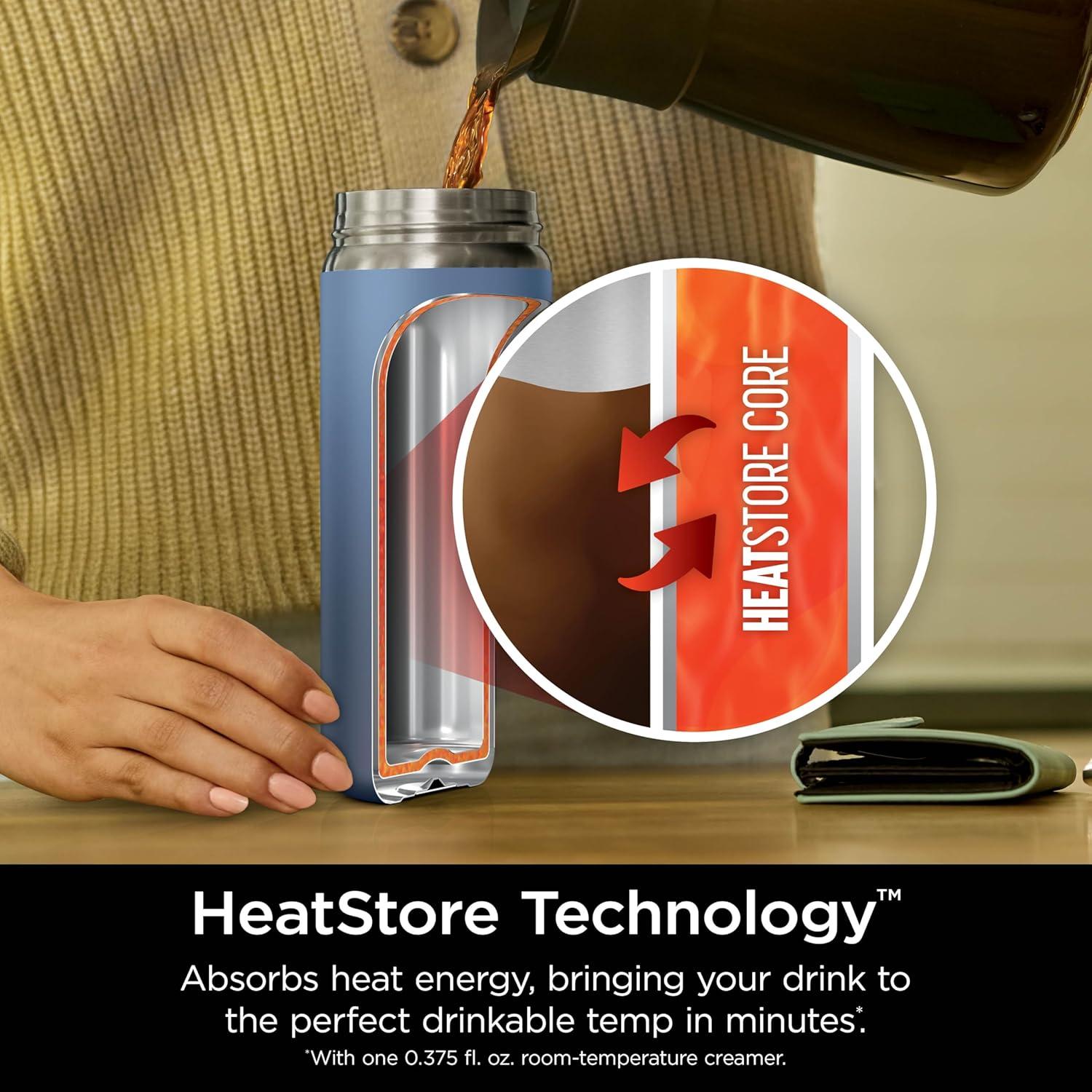 imageNinja Travel Mug Sip Perfect 16oz Brings Hot Drinks to Sippable Temperature in Minutes Stainless Steel Leak Proof Dishwasher Safe Metal Insulated Tumbler Onyx Black DW1603BKNavy