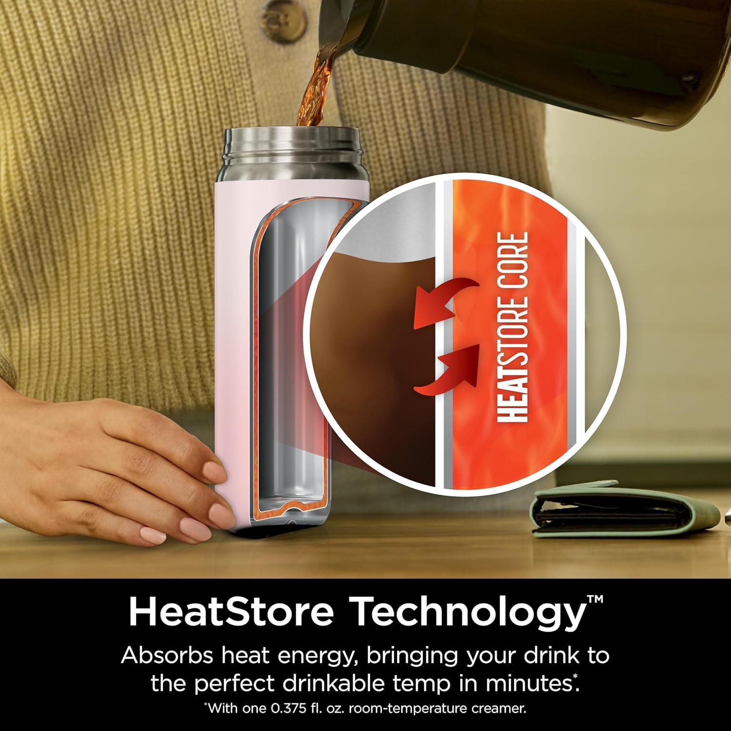 imageNinja Travel Mug Sip Perfect 16oz Brings Hot Drinks to Sippable Temperature in Minutes Stainless Steel Leak Proof Dishwasher Safe Metal Insulated Tumbler Onyx Black DW1603BKRose Quartz