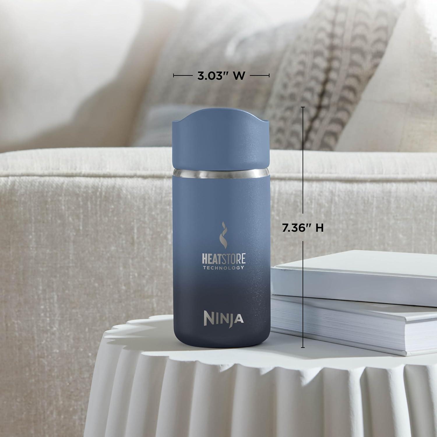 imageNinja Travel Mug Sip Perfect 16oz Brings Hot Drinks to Sippable Temperature in Minutes Stainless Steel Leak Proof Dishwasher Safe Metal Insulated Tumbler Onyx Black DW1603BKNavy