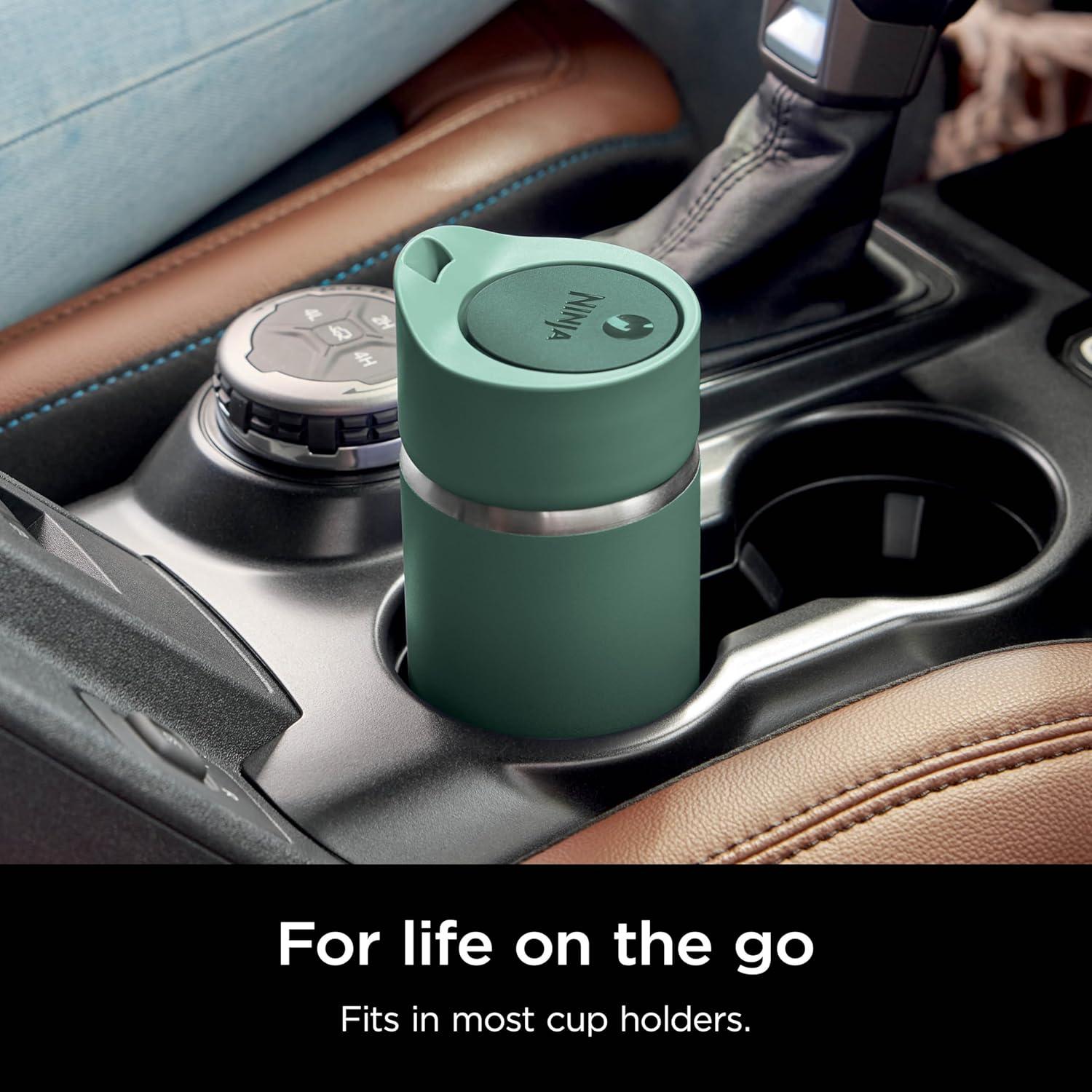 imageNinja Travel Mug Sip Perfect 16oz Brings Hot Drinks to Sippable Temperature in Minutes Stainless Steel Leak Proof Dishwasher Safe Metal Insulated Tumbler Onyx Black DW1603BKGreen