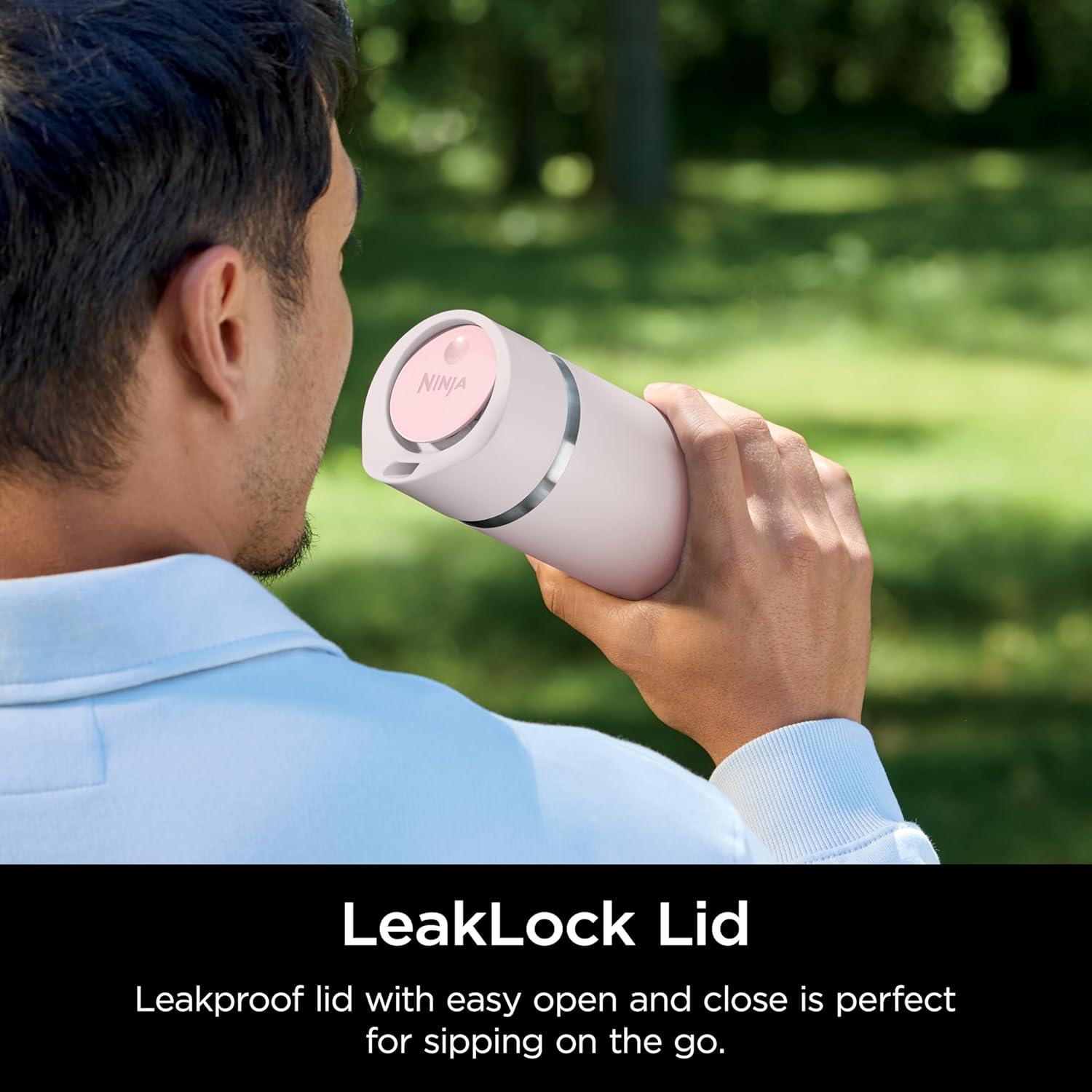 imageNinja Travel Mug Sip Perfect 16oz Brings Hot Drinks to Sippable Temperature in Minutes Stainless Steel Leak Proof Dishwasher Safe Metal Insulated Tumbler Onyx Black DW1603BKRose Quartz