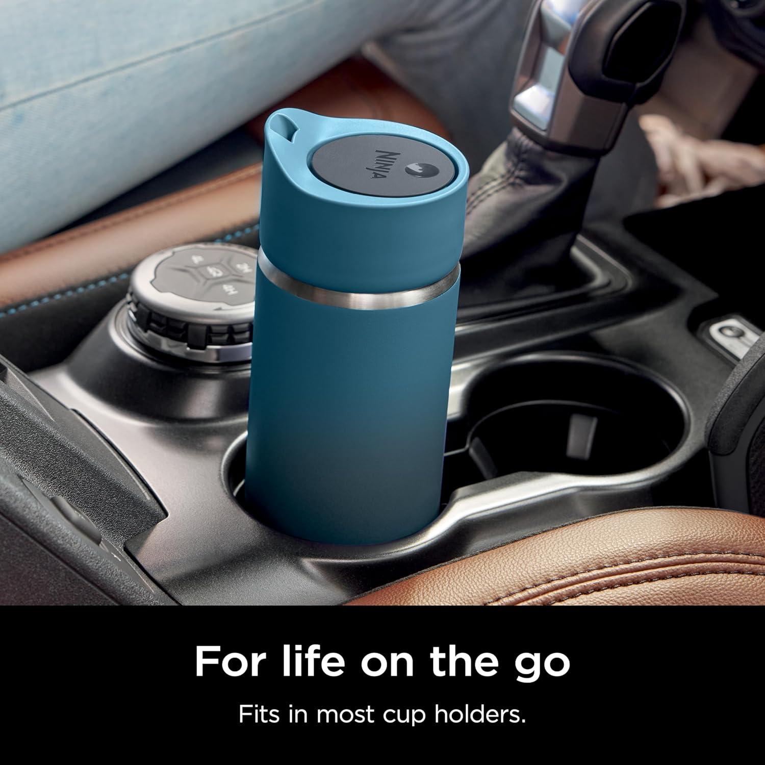 imageNinja Travel Mug Sip Perfect 16oz Brings Hot Drinks to Sippable Temperature in Minutes Stainless Steel Leak Proof Dishwasher Safe Metal Insulated Tumbler Onyx Black DW1603BKOcean Blue