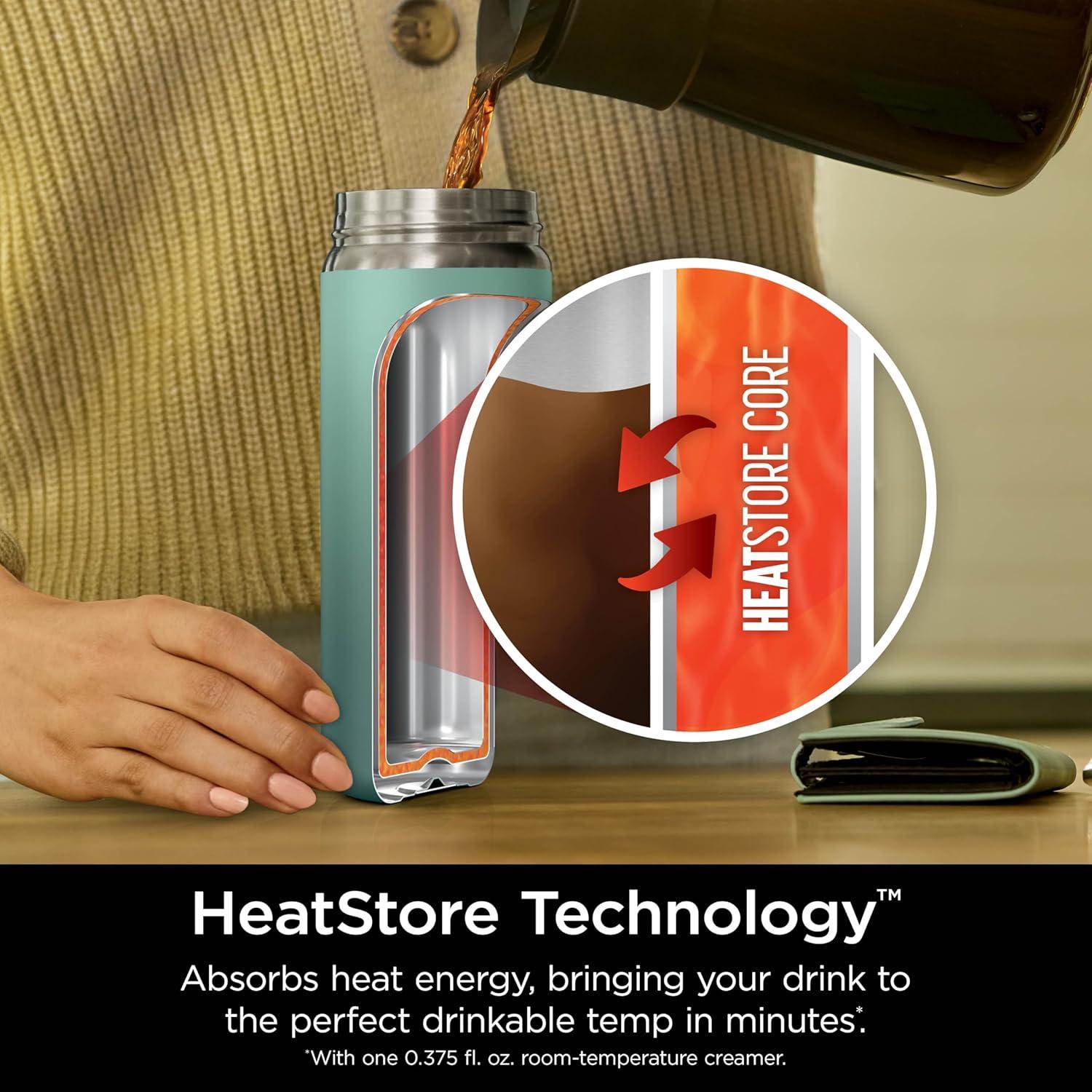 imageNinja Travel Mug Sip Perfect 16oz Brings Hot Drinks to Sippable Temperature in Minutes Stainless Steel Leak Proof Dishwasher Safe Metal Insulated Tumbler Onyx Black DW1603BKGreen