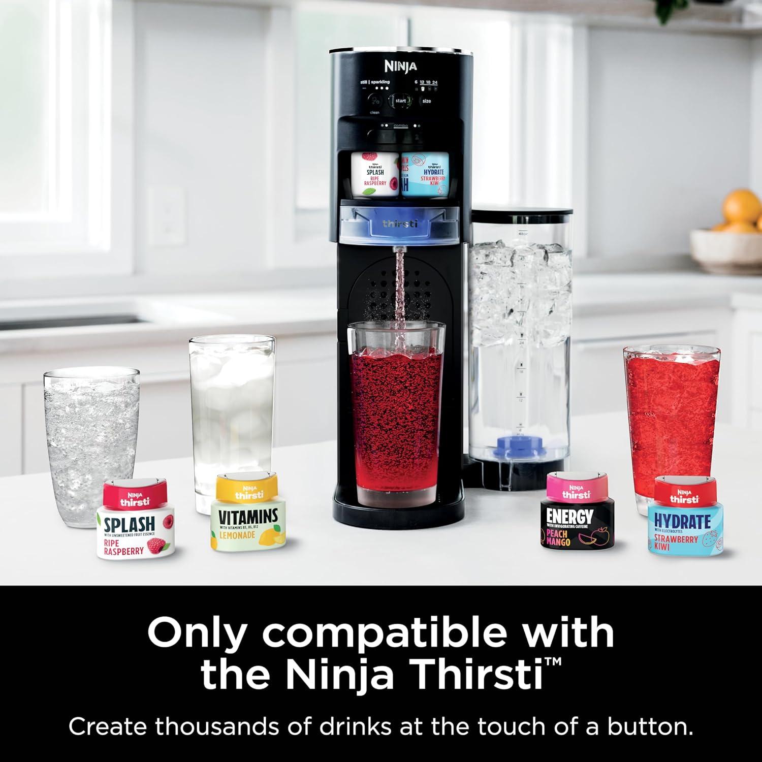 imageNinja WCX01WR Thirsti 48oz Removable Water Reservoir Black Only Compatible with the Thirsti Drink System WC1001 Clear